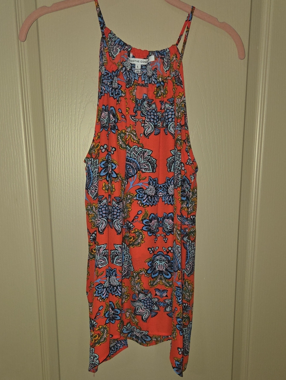 Collective Concepts Coral Floral Print Spaghetti Strap Camisole